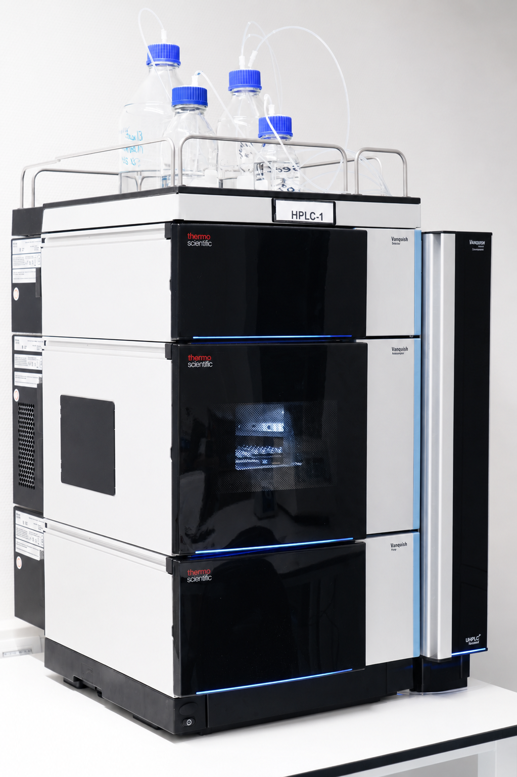 HPLC sample vials prepared for analytical testing